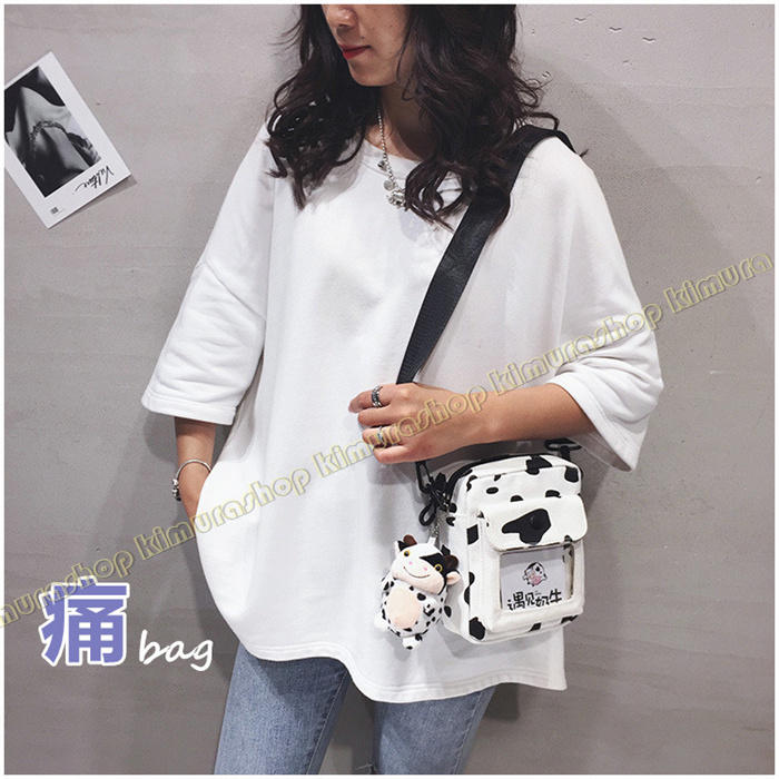 かわいいカウ柄 痛バッグ ボディバッグ スマホバッグ キャンバスバッグ ショルダーバッグミニ ショルダ..