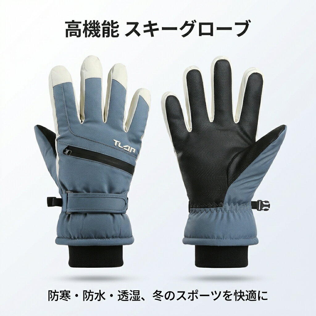 スキーグローブ スノーボード グローブ 防水 撥水 防寒 手袋 裏起毛 ボア ファスナ...