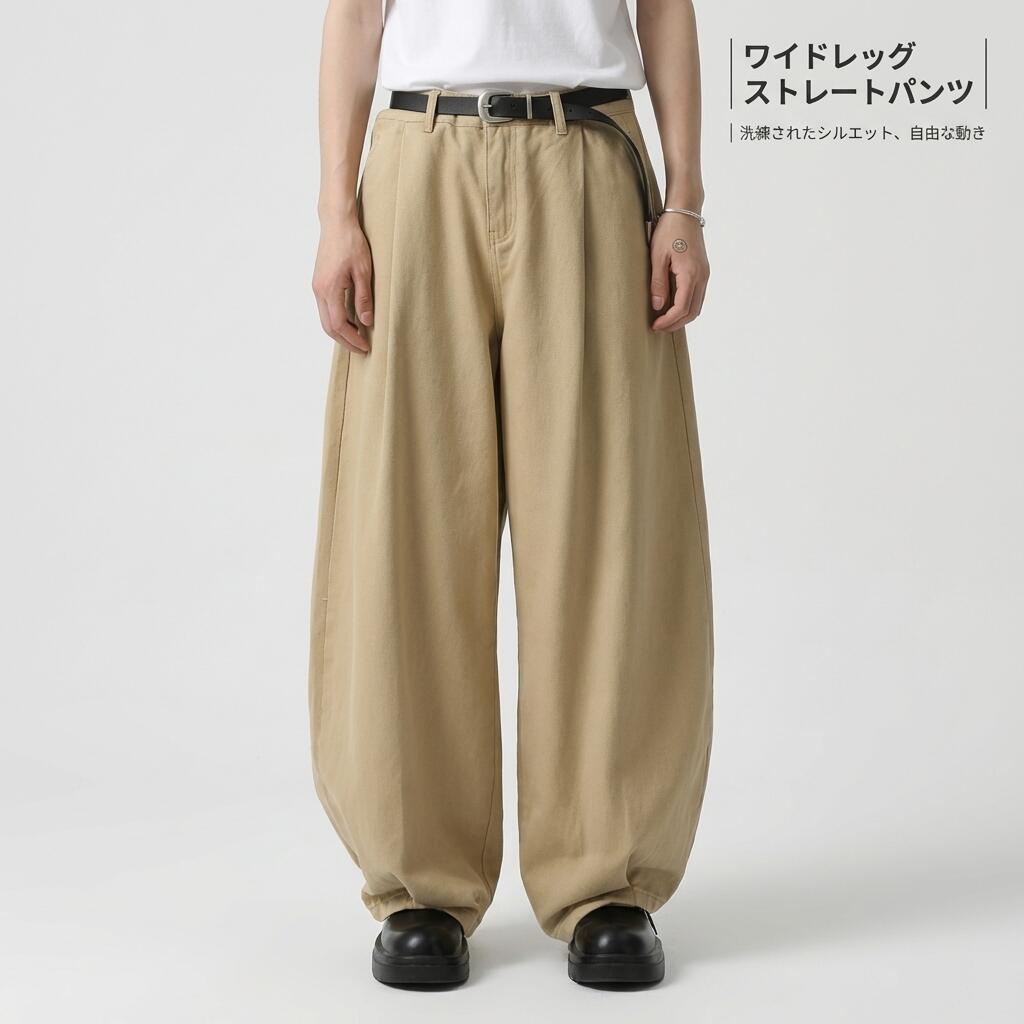 乐天商城 - ワイドパンツ レディース メンズ きれいめ ストレートパンツ ボトムス ゆったり ハイウエスト 体型カバー ロング丈 カジュアル オフィス 通勤 フォーマル リラックス 無地 シンプル ズボン 春 夏 秋 冬 20代 30代 40代 50代