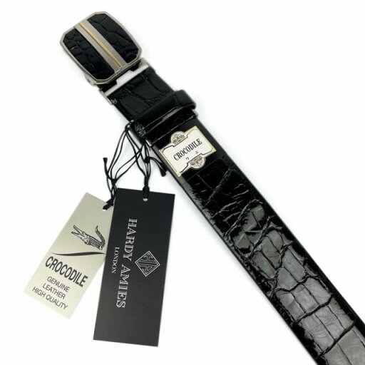 HARDY AMIES (ハーディ エイミス) 日本製 クロコダイルレザー バックルベルト / 110cm HARDY AMIES (ハーディ エイミス) 日本製 クロコダイルレザー バックルベルト / 110cm