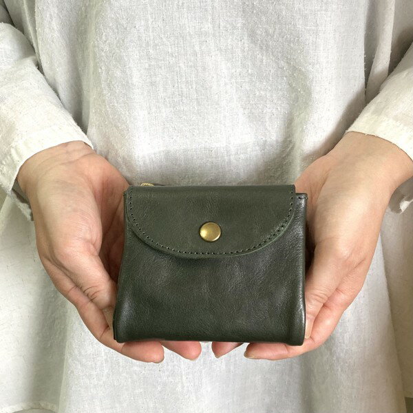 Rakuten - JAPAN LEATHER 姫路レザー (牛革) コンパクト 二つ折り財布