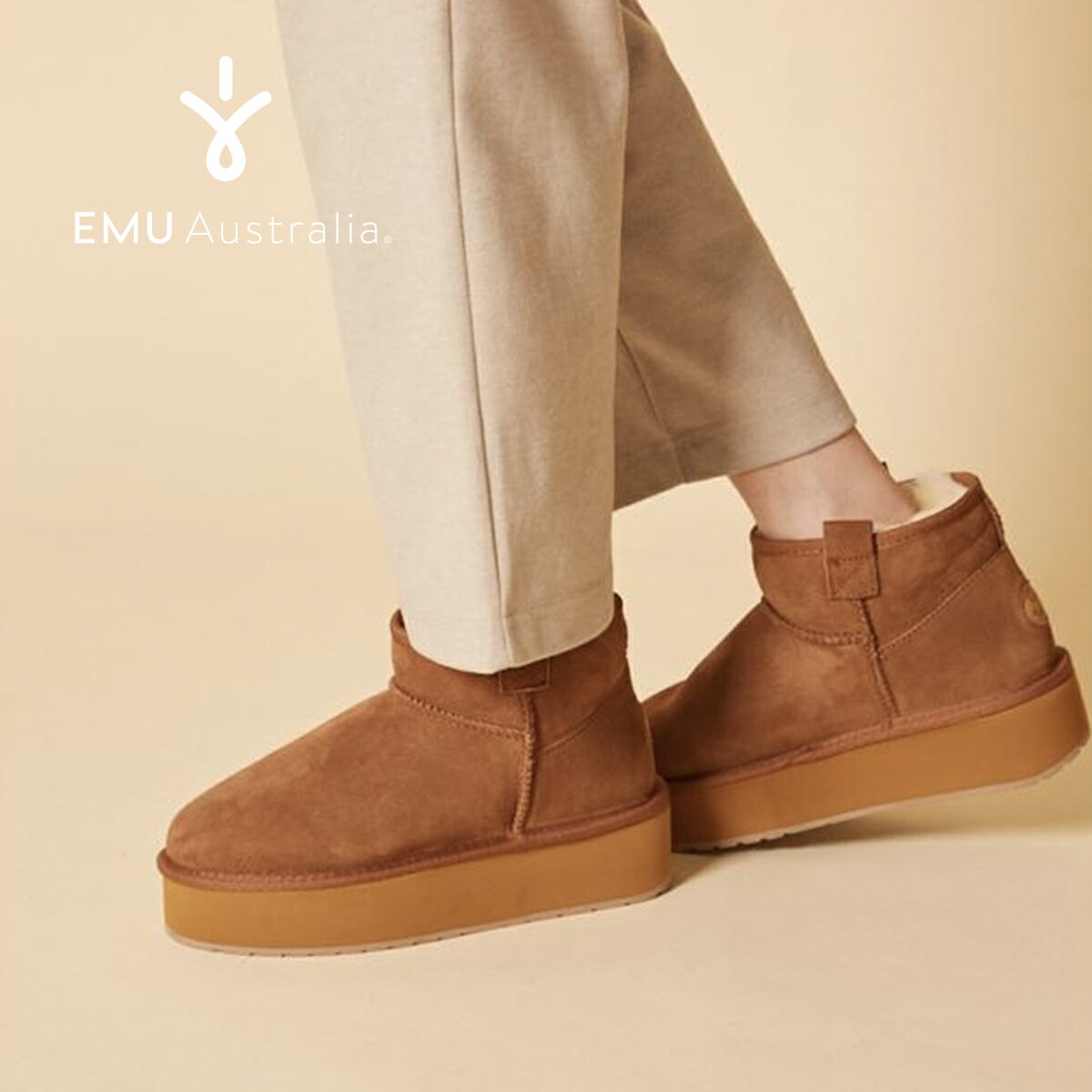 【SALE⇒30%OFF】ムートンブーツ レディース EMU エミュ エミュー フラットフォーム 厚底 軽量 撥水加工 厚底ブーツ シープスキン ミディアム丈 撥水 防寒 保温 プラットフォーム ボリューム ショート W13073 GIFT