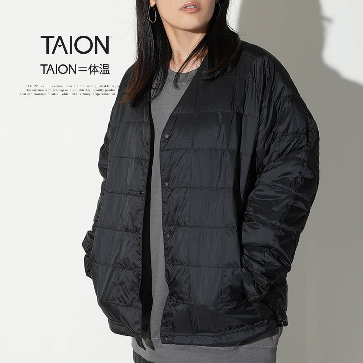 Rakuten - ダウン インナーダウン レディース メンズ TAION PENNEYS fox pn24f017tn スポーツカーディガン タイオン ペニーズ ノーカラー Vネック リバーシブル キルティング 洗える アウター 軽い 暖かい 800フィルパワー 防寒 冬 秋 新着商品