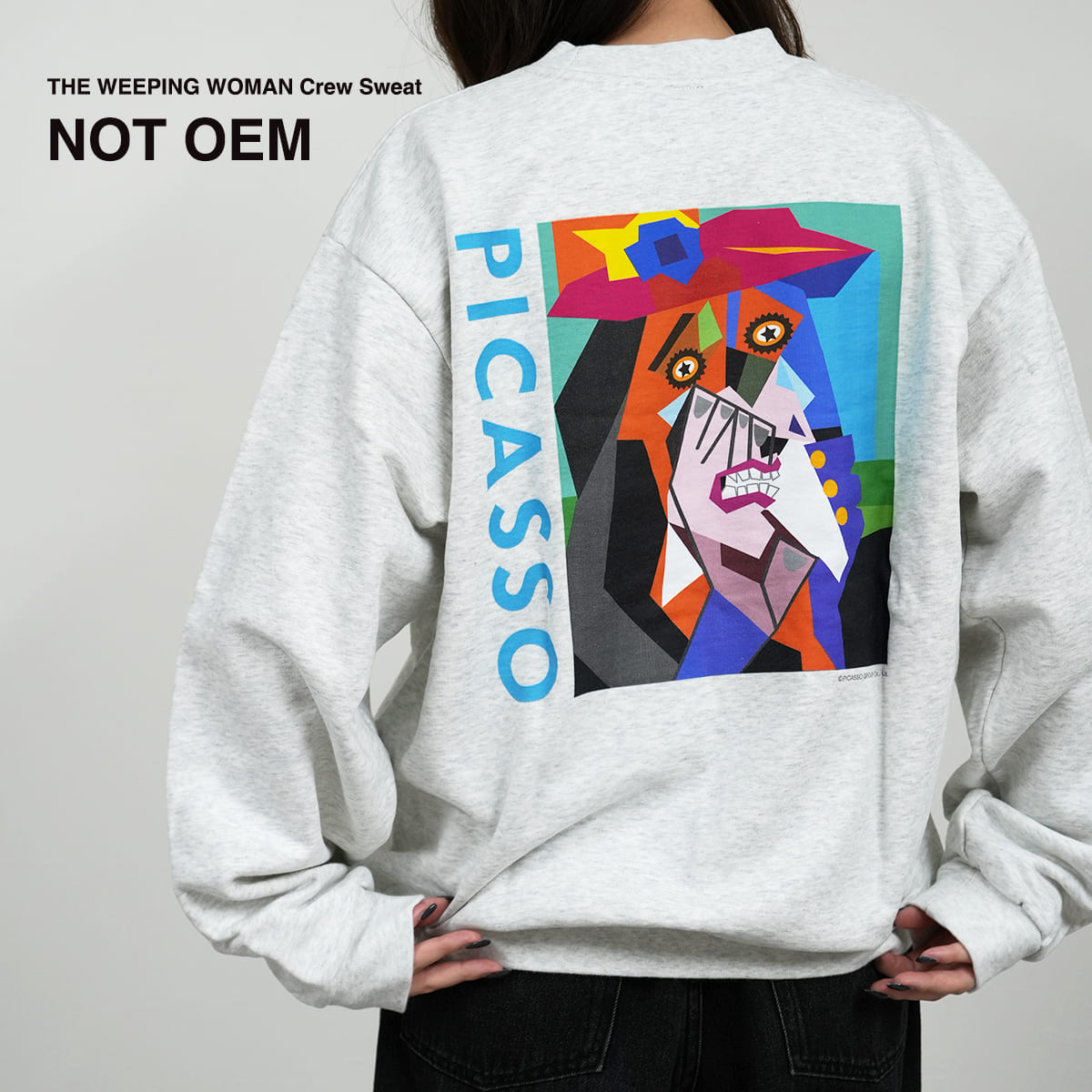 Rakuten - 【スーパーSALE限定30％OFF】 ピカソ スウェット トレーナー レディース メンズ ユニセックス NOTOEM NOT-31 ピカソ公式 アート プリント 長袖 コットン 厚手 肉厚 ウォッシュ加工 グレー 古着感 男女兼用 新着商品
