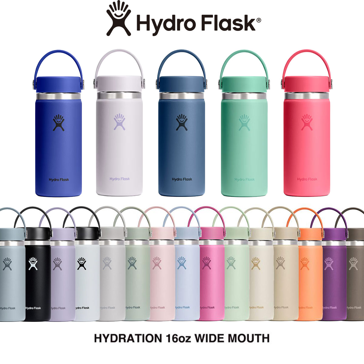 Rakuten - ハイドロフラスク HydroFlask 正規品 ワイドマウス 16oz 473ml ハイドレーション ステンレスボトル 魔法瓶 保温 かわいい ヨガ ジム アウトドア 新着商品 GIFT
