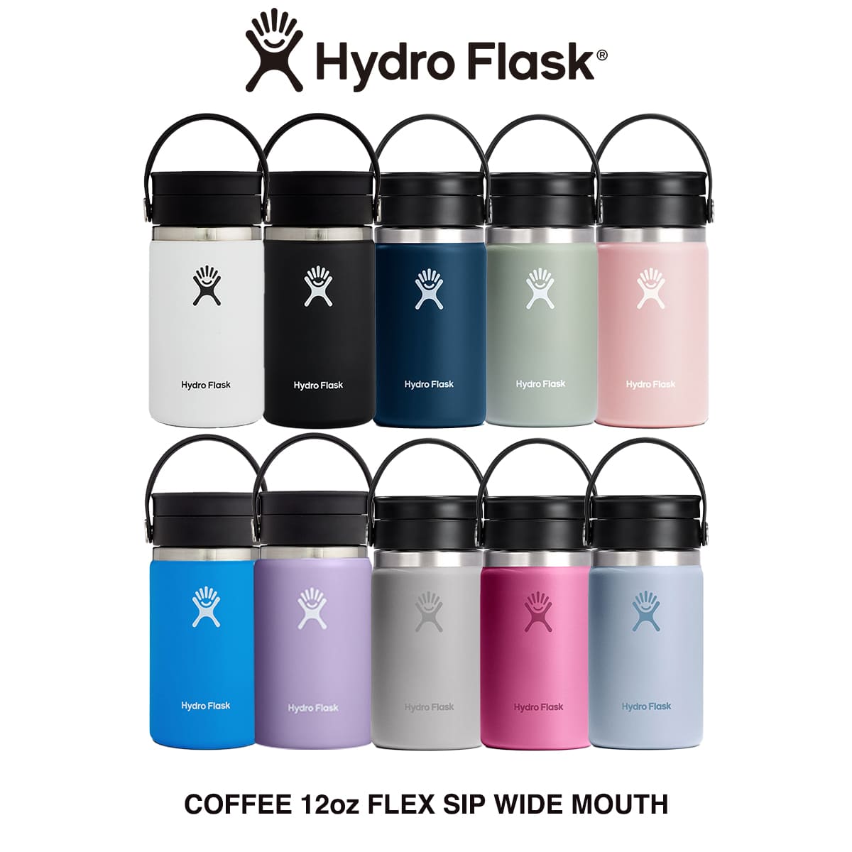Rakuten - ハイドロフラスク HydroFlask 正規品 コーヒー タンブラー 12oz 354ml ステンレスボトル 魔法瓶 持ち手付き 保温 かわいい ヨガ ジム アウトドア 新着商品 GIFT