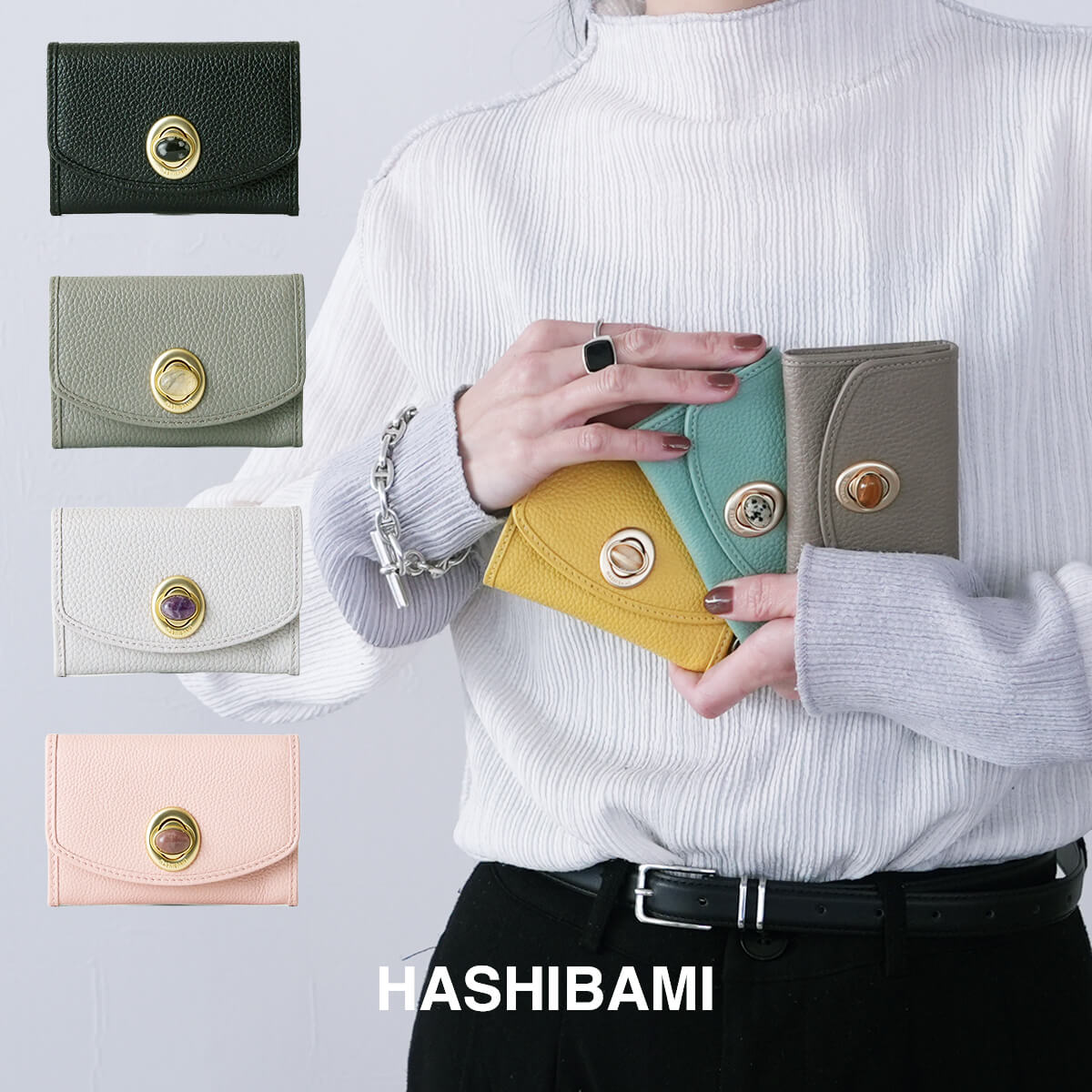 ハシバミ　二つ折り財布　オーロラ Hashibami（ハシバミ） 財布 本革 皮製品 ウォレット レディース 3