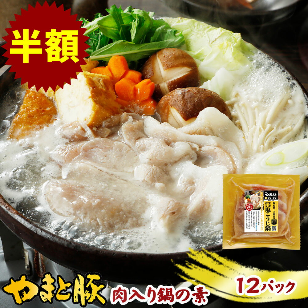 【半額】塩こうじ鍋の素(やまと豚 肩ロース肉入り)160g×12P NS-DU | 訳あり アウトレット 賞味期限間近 鍋の素 鍋つゆ 一人用 鍋 1人前 スープ 塩麹漬け肉 食品 お取り寄せグルメ 惣菜 おかず 和風惣菜 タレ漬け 冷凍 冷凍食品 簡単調理 肩ロース 豚肉 肉 お肉 後払いのサムネイル