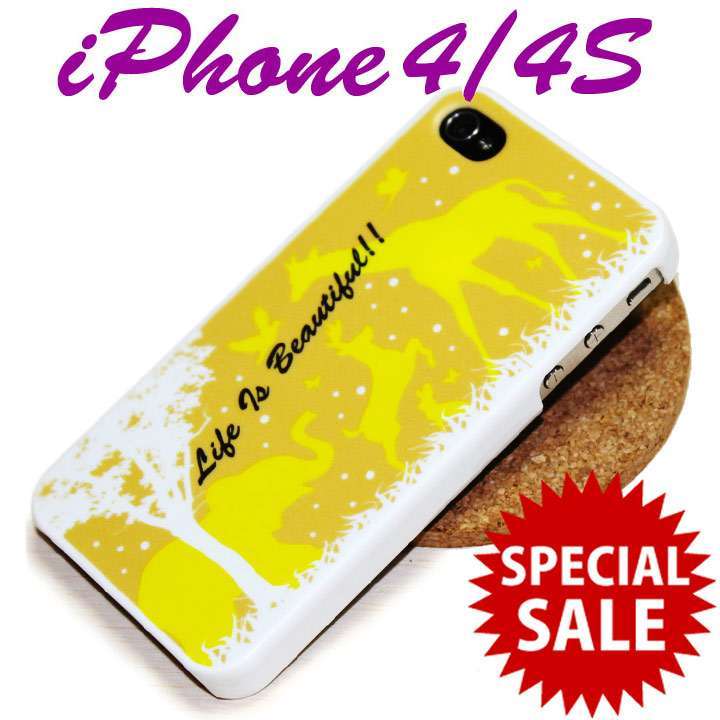乐天商城 - SALE iPhone4/4S ケース アニマルシルエット ハードカバー◎イエロー[4641080]