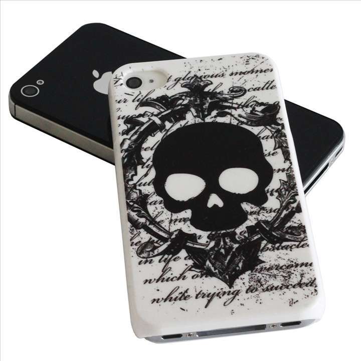 Rakuten - アウトレット 送料無料 ROCK系★モノトーン★スカル★iPhone4/4S対応ハードカバーケース◎ホワイト[5005493-OUTLET]