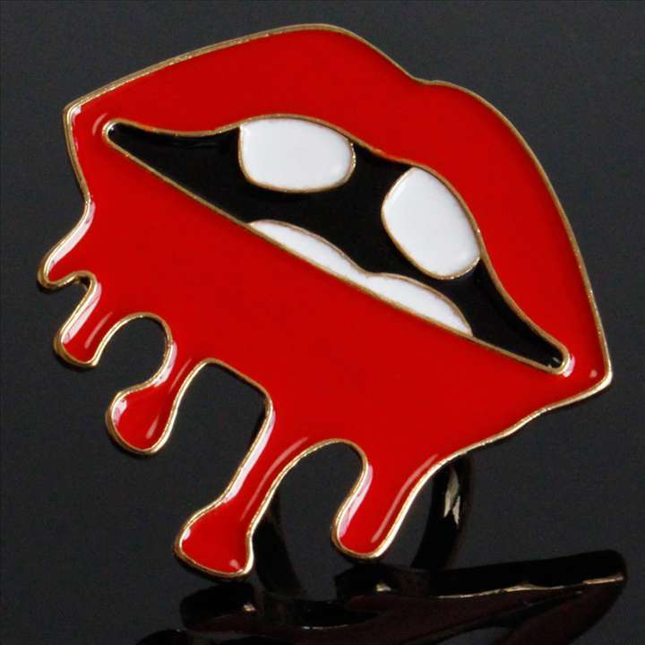 アウトレット 送料無料 指輪 フリーリング ドロドロリップ 溶け唇モチーフ ロック◎レッド[5028986-OUTL..