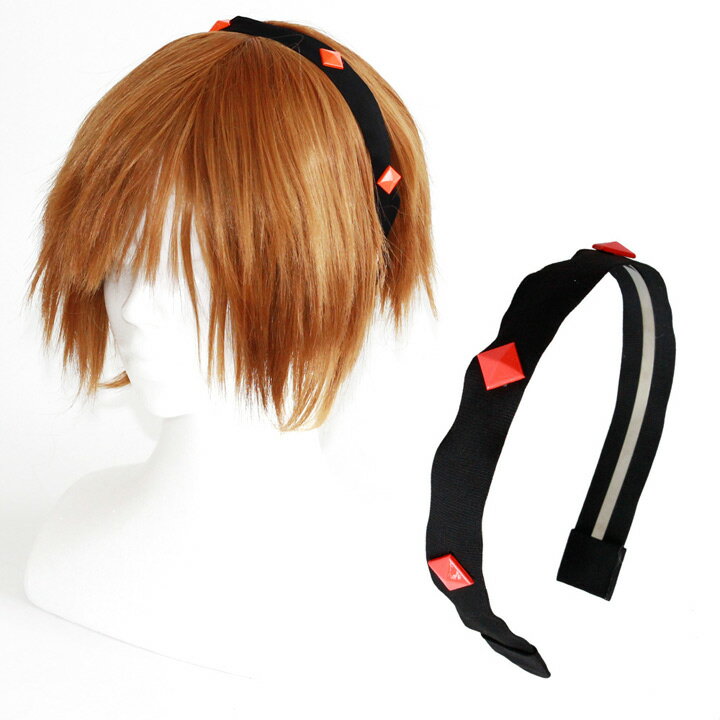 发带 - カチューシャ ブラック×ネオンカラー スタッズ ポップ◎オレンジ[4999652]