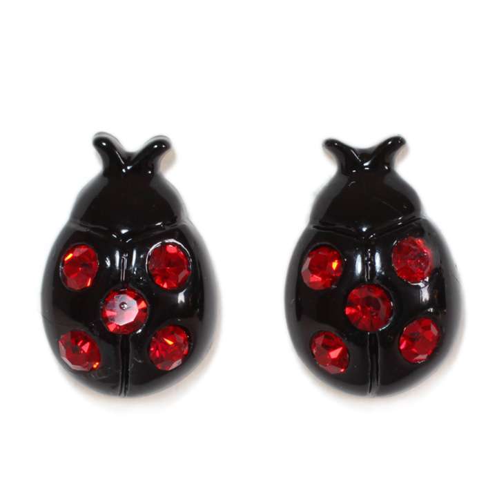 Rakuten - ピアス ポスト テントウムシ てんとう虫 昆虫 ストーン 両耳◎ブラック[5628400]