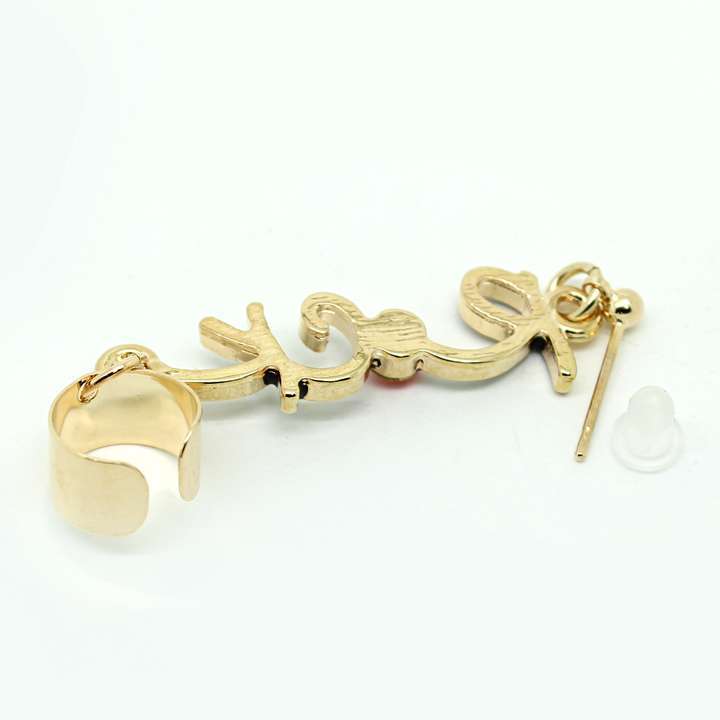 イヤーカフピアス Rock ロゴ ステンレス ラインストーン◎ゴールド[5652696]