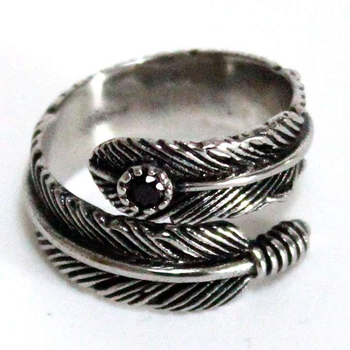 指輪 リング 16号 羽根 フェザーモチーフ スワロフスキー メンズ◎シルバー[6096856]