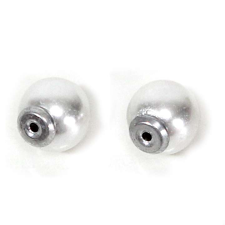 Rakuten - ピアス キャッチ 8mm パール 両耳 金具 バックピアス◎シルバー[6210636]