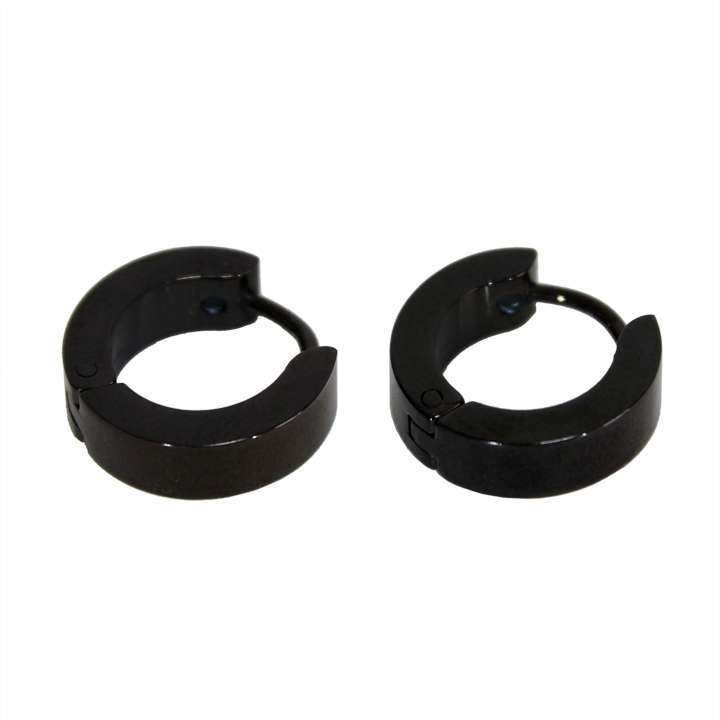 【メーカー直送/営業日に限り13時までの注文で即日発送/直送品以外同梱不可】ピアス ミニフープ シンプル サージカルステンレス 両耳◎ブラック[6391272]【YK】