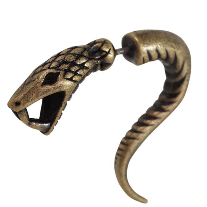 ピアス セパレート 蛇 ヘビ 動物 アニマル リアル 片耳◎アンティークゴールド[6697870]