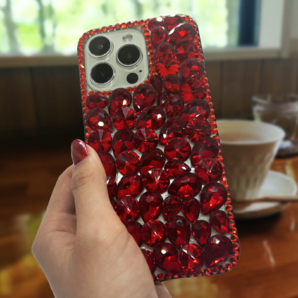 乐天商城 - iPhone13 Pro ケース キラキラ クリスタル ラインストーン ダイヤモンド保護ケース(レッド)
