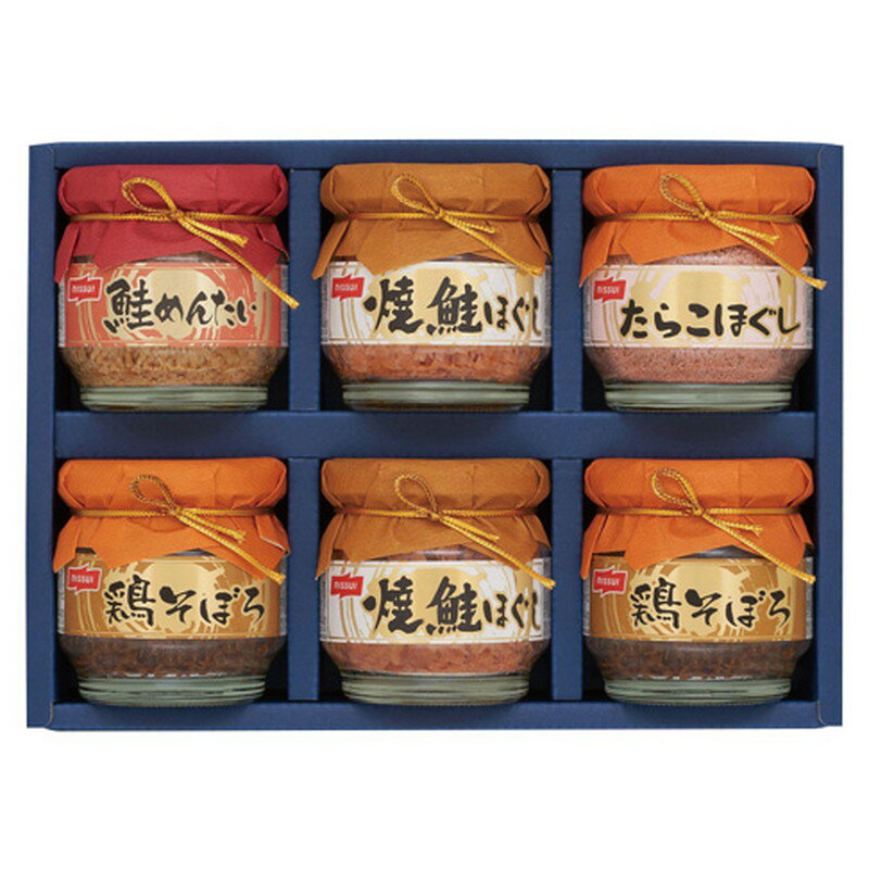 ニッスイ 瓶詰ギフト(BA-30E)【母の日 海鮮瓶詰め 佃煮 食卓ギフト 食品ギフト グルメ 焼鮭ほぐし たらこ 鶏そぼろ 鮭めんたい 食品ギフト 内祝い お返しギフト】<A4>