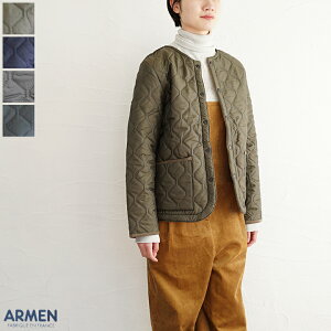 【送料無料】ARMEN（アーメン）ヒートキルトノーカラージャケット