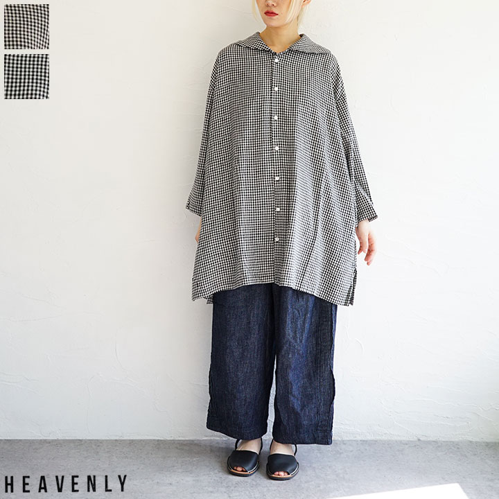 【送料無料】HEAVENLY（ヘヴンリー）リネンレーヨンセーラーカラーシャツチュニック