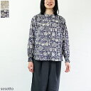 【送料無料】sosotto(ソソット) LIBERTY PRINT バンドカラー袖シャーリングブラウス(4)
