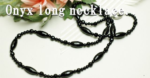 Silver - 天然石 オニキス ロング ネックレス 68cm ブラック 黒 シルバー アクセサリー レディース 母の日 記念日 記念品 贈り物 プレゼント パーティー フォーマル カジュアル 二次会 パワーストーン カジュアル お呼ばれ お出かけ