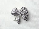 【メール便送料無料】スワロフスキーブローチ リボンミニ カラー シルバー ゴールド 2.5x2.5cm アクセサリー レディース 母の日 プレゼント パーティー 結婚式 二次会 入学式 入園式 卒園式 卒業式 誕生日 お呼ばれ トラベル(4)