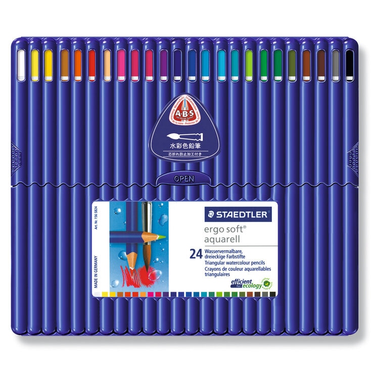 楽天コストホールストアステッドラー エルゴソフト 水彩色鉛筆24色 - Staedtler Ergosoft Watercolor Pencil 24PC ABS 156SB24