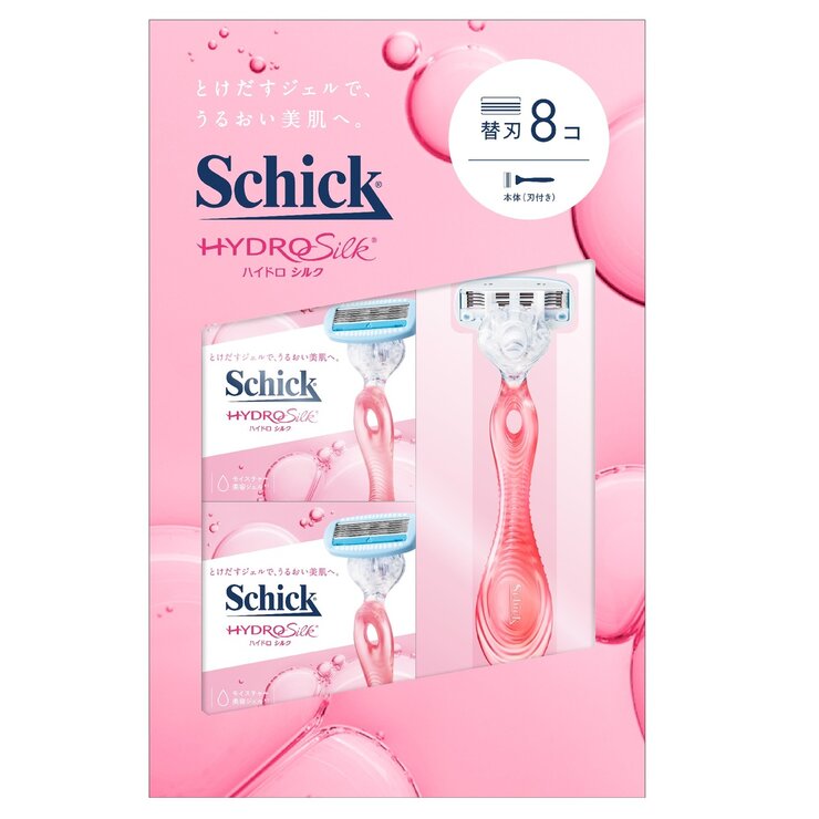 Schick(シック) ハイドロシルク クラブパック 本体刃付 替刃8個 - Schick HYDRO Silk Club Pack Holder with blade Cartridge