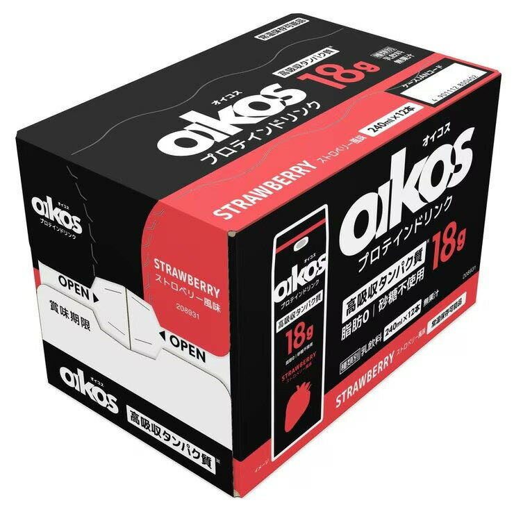オイコス プロテインドリンク ストロベリー 240ml x 12 - Danone Oikos Protein Drink Strawberry 240ml x 12P