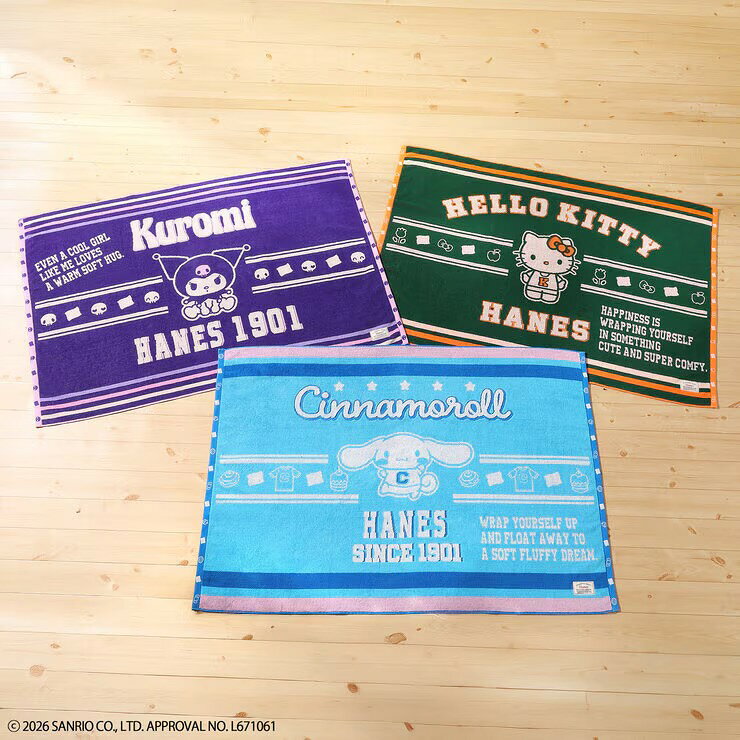 ヘインズ＆サンリオ キッズビーチタオル 120cm x 80cm - HANES&SANRIO Kids Beach Towel 120cm x 80cm