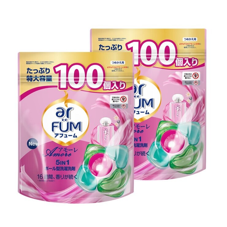 【1等100％ポイントバック！ ※要エントリー】arFUM アフューム アモーレ ジェルマジックボール 衣料用洗濯洗剤 100個入りx 2パック - arFUM Amore Gel Magic Ball type Laundry Detergent 100 CT x 2 Pack