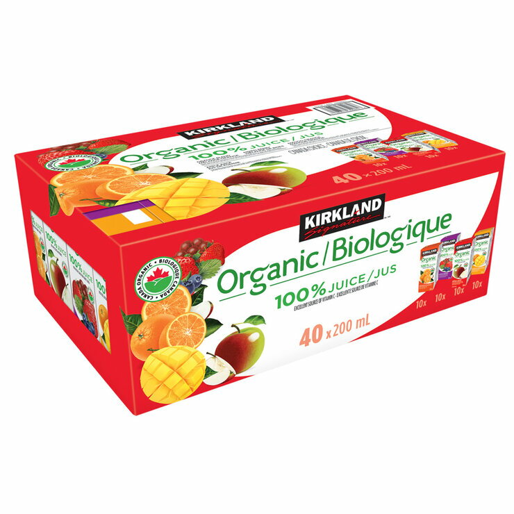 カークランドシグネチャー オーガニック100%ジュース 200ml x 40本 - Kirkland Signature Organic 100% Juice Box 200ml X 40 pack