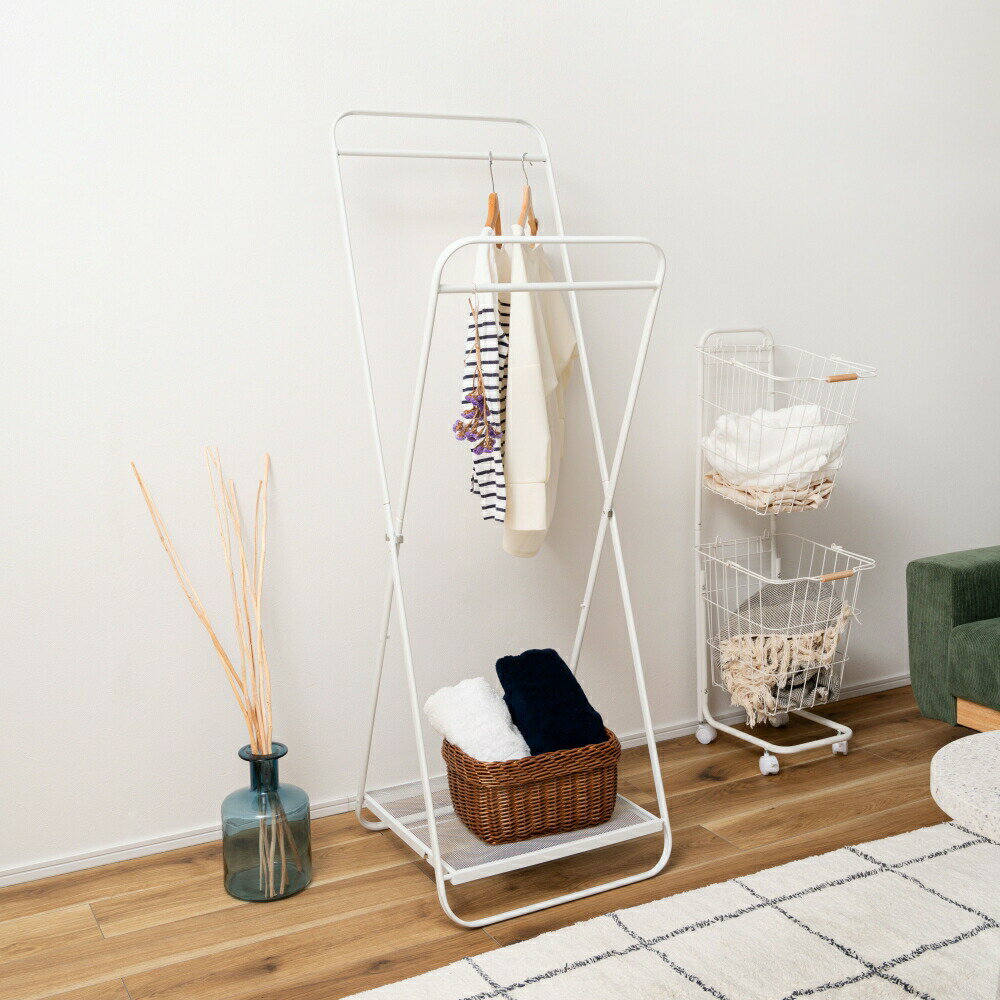 フォールディングハンガー ハンガーラック 折り畳み式 MIP-65 / 2カラー スチール シンプル ...