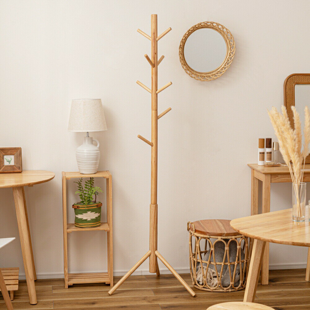 Helppo ポールハンガー コートハンガー ウッド HOW-007NA（ 帽子 収納 天然木 シン ...