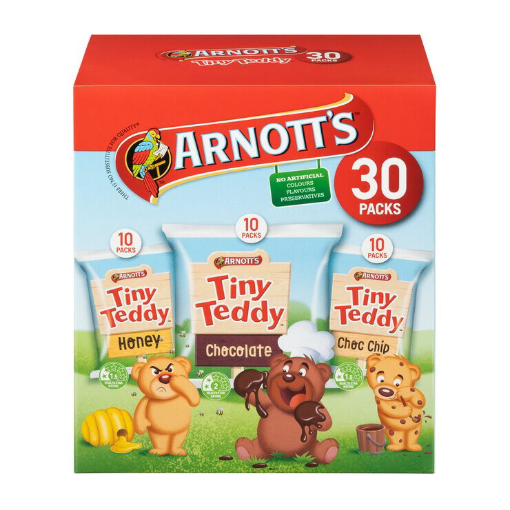 楽天コストホールストアアーノッツ タイニーテディ ビスケット バラエティーボックス 25g x 30袋入り - Arnott's Tiny Teddy Biscuit Variety Box 25g x 30 Packs