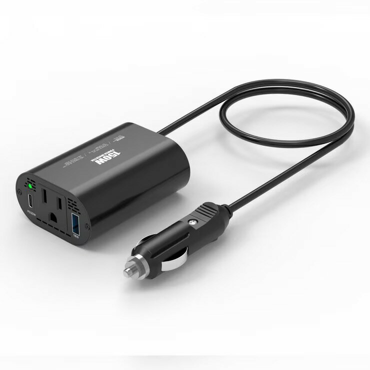 車載インバーター 150W シガーソケット ACコンセント 車内用 USB-C ポート PD20W USB-A ポート 18W スマホ タブレットを急速充電 - POWER INVERTER 150W