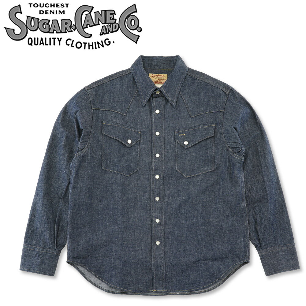 Rakuten - SUGAR CANE (シュガーケーン) ブルーデニム ウエスタンシャツ [SC28190](シャツ 長袖シャツ デニムシャツ ウエスタン アメカジ メンズ 日本製)