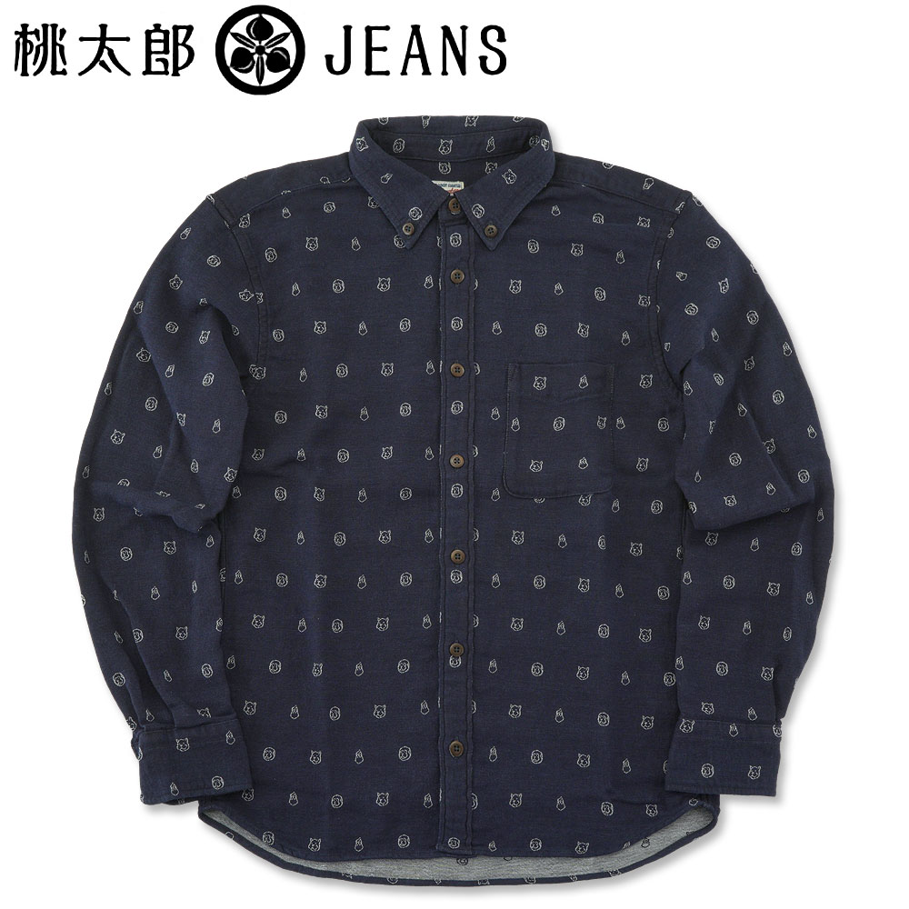 桃太郎ジーンズ (MOMOTARO JEANS) お供 ジャガード シャツ (長袖シャツ おしゃれ 日本製 メンズ アメカジ)