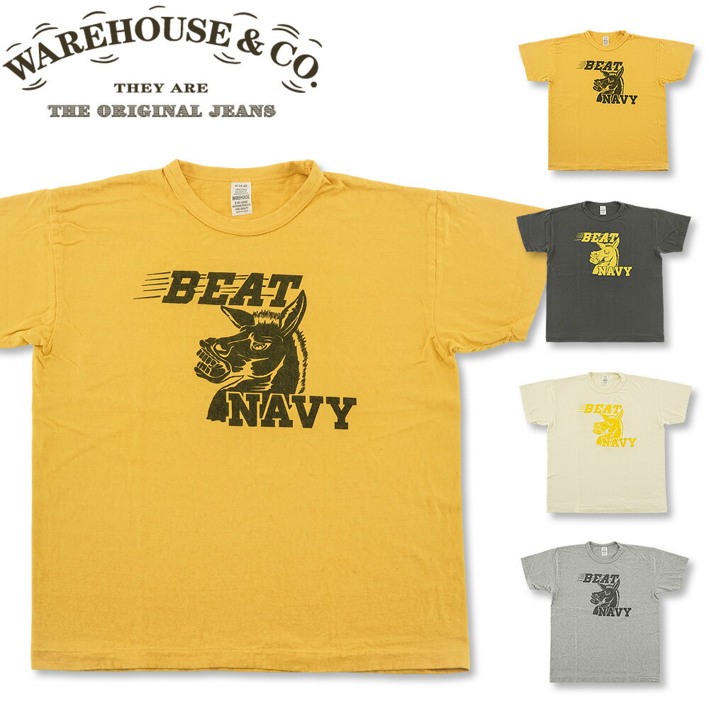 Rakuten - WAREHOUSE (ウエアハウス) Lot 4064 BEAT NAVY 半袖Tシャツ [4064BEAT](半袖 Tシャツ 日本製 プリント おしゃれ ストリート アメカジ メンズ)