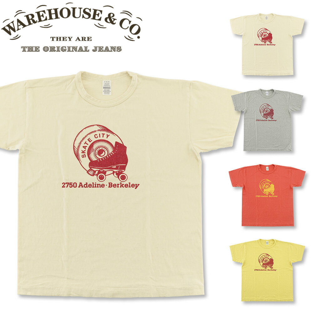 Rakuten - WAREHOUSE (ウエアハウス) Lot 4064 SKATE CITY 半袖Tシャツ [4064SKA](半袖 Tシャツ 日本製 プリント おしゃれ ストリート アメカジ メンズ)