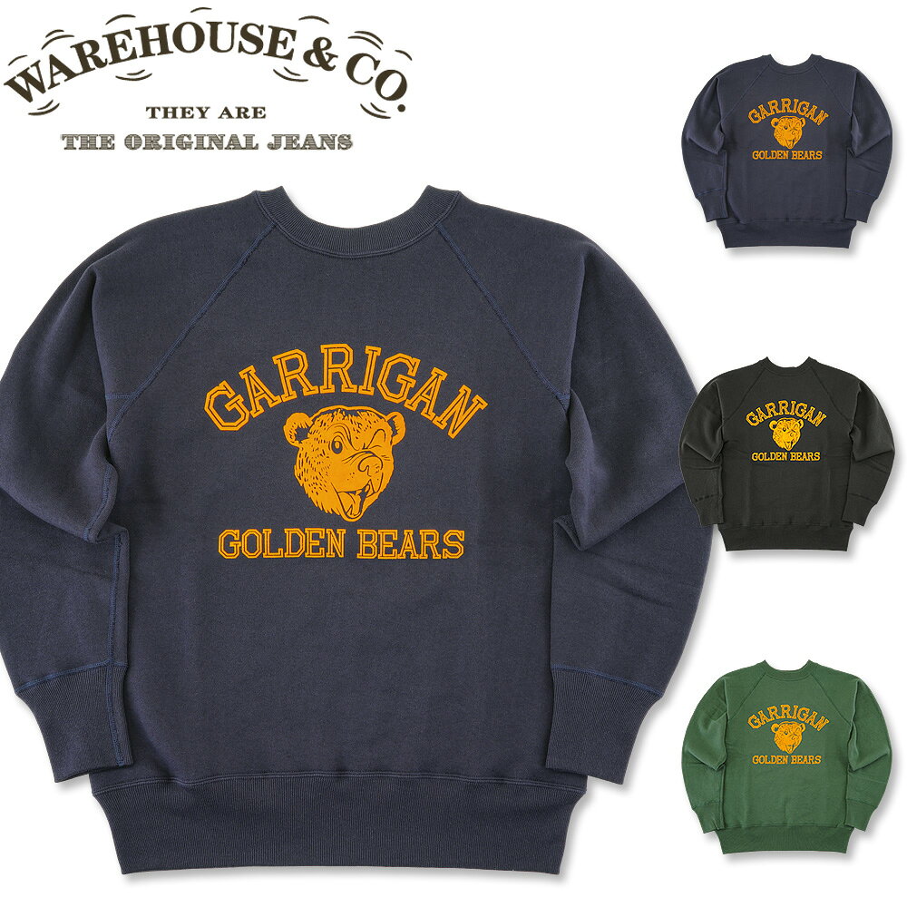 Rakuten - WAREHOUSE (ウエアハウス) Lot. 409 GARRIGAN クルーネック スウェット (トレーナー スウェットシャツ 裏起毛 日本製 プリント おしゃれ ストリート アメカジ メンズ ノンウォッシュ)
