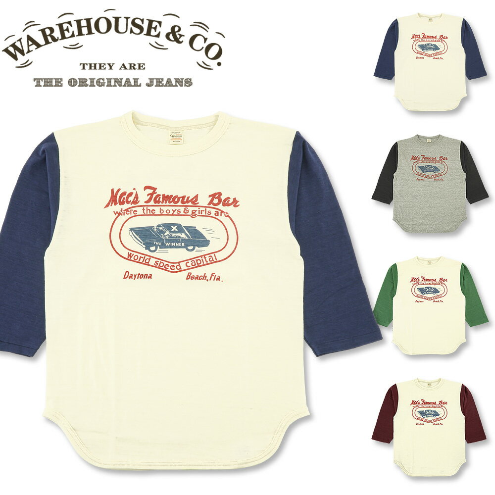 Rakuten - WAREHOUSE (ウエアハウス) Lot 4800 七分袖 ベースボール Tシャツ MAC’S FAMOUS BAR [4800MAC] (ノンウォッシュ 7分袖 Tシャツ 日本製 プリント おしゃれ ストリート アメカジ メンズ)