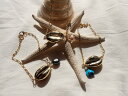 Mermaid jewelry ゴールド シェルチャーム ブレスレット 1粒パール(ターコイズ) オリジナル ハンドメイドアクセサリー ハワイアンジュエリー