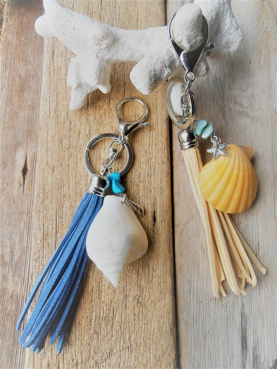 Mermaid jewelry シェル タッセルキーホルダー キーチェーン オリジナル ハンドメイド ハワイ雑貨 シェルアクセサリー
