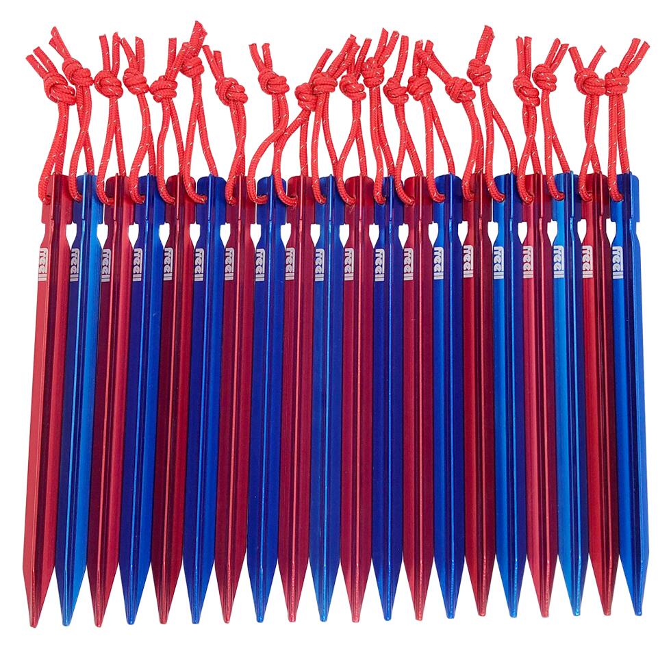 Freell フリール テントペグ 軽量ジュラルミン製 Yペグ 赤×青 20本セット 収納袋付き 23cm ロングサイズ キャンプ バーベキュー BBQ 運動会 アウトドア 野外通販格安セール情報 楽天 通販