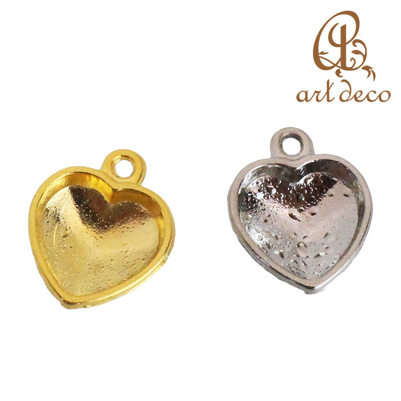 ペンダント トップ ハート 粘土 土台 1個/10個 アクセサリーパーツ ハンドメイド オリジナル 材料 卸 装飾 空枠 カラワク ミール皿 レジン 15mm×14mm 問屋 卸売り