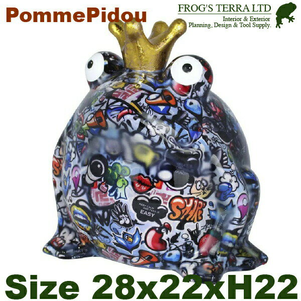 マネーバンク フロッグ L カエル 蛙 グラフィティ AG148-00396（W28cm×D22cmxH22cm）貯金箱 プレゼントに最適 ギフトボックス付